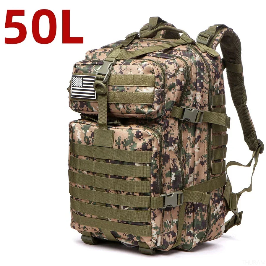 1000D Nylon Waterproof Tactical Backpack – Outdoor Rucksack for Camping, Hiking, Trekking, Fishing & Hunting (25L/50L)