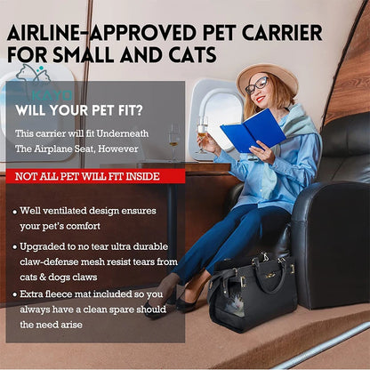 Luxury Pet Carrier Dog Cat Carrier Purse Soft-Sided Leather Handbag Pet Bag for Small Dogs Puppy and Cat TSA Airline Approved