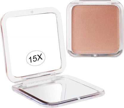 Compact 15X Magnifying Makeup Mirror – Portable Foldable Pocket Mirror for Travel & Purses