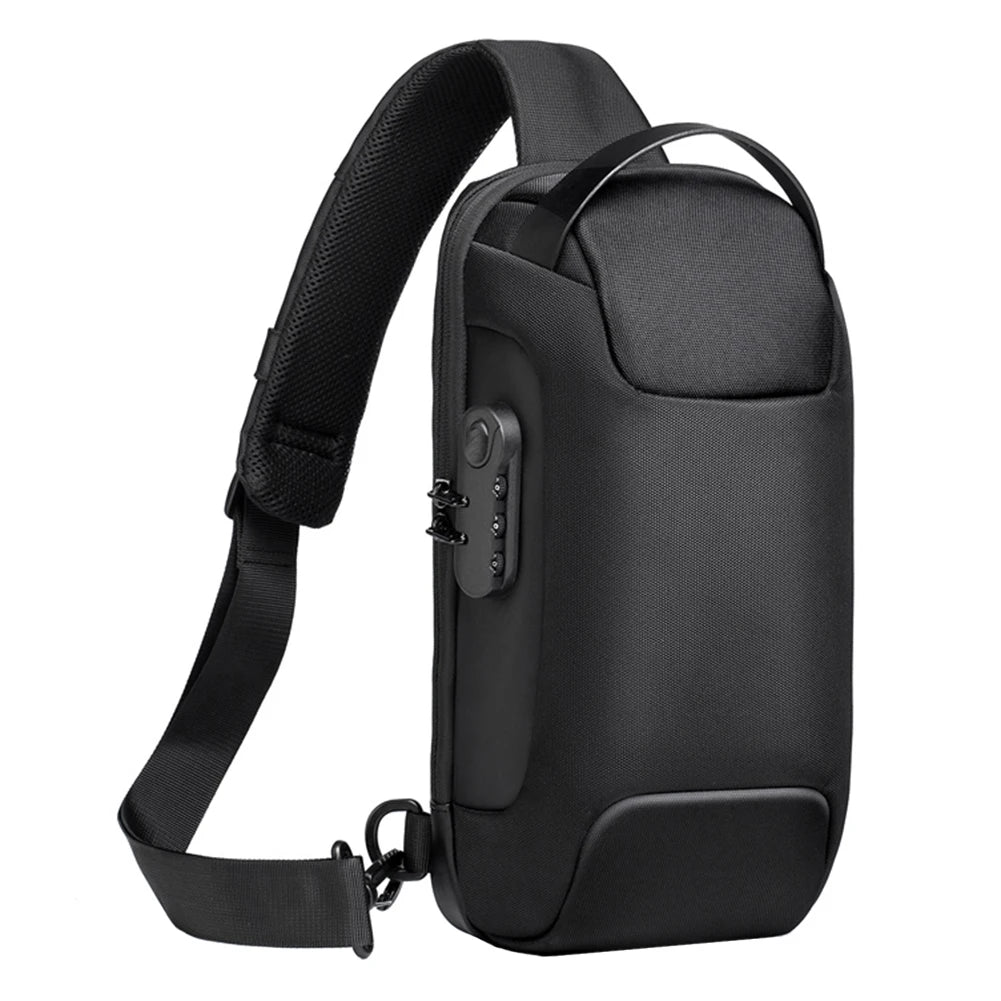 Men's Anti-Theft Crossbody Bag – Waterproof Travel Sling Bag with USB Port & Password Lock