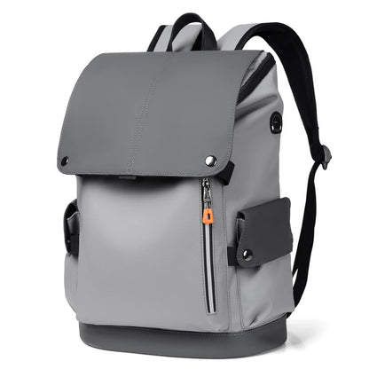 High-Quality PU Leather Waterproof Men's Laptop Backpack – Large Computer Backpack for Business, Urban Man with USB Charging