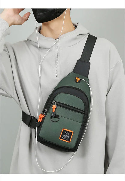 Fashion Men's Chest Bag – Lightweight Oxford Fabric Crossbody Shoulder Bag, Stylish Casual Waist Pack for Men