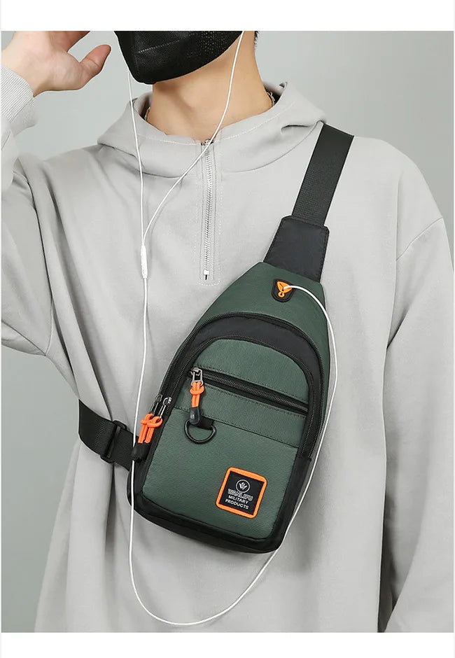 Fashion Men's Chest Bag – Lightweight Oxford Fabric Crossbody Shoulder Bag, Stylish Casual Waist Pack for Men