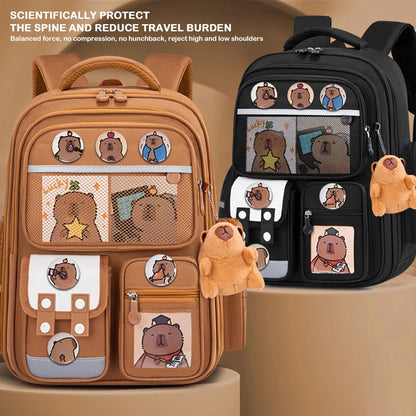 Waterproof Capybara Backpack Large Capacity Alleviate Burden School Bag Protecting Spine Widen Straps Backpack for Students