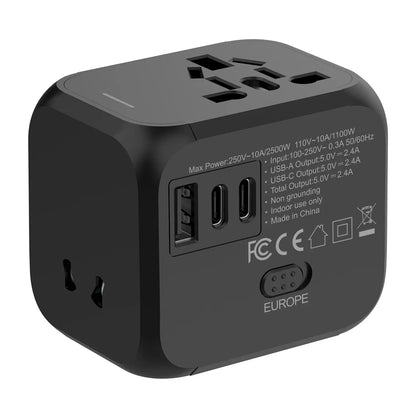 Universal Multi-Function Travel Adapter – All-in-One Plug Converter with 2.4A Fast Charging!