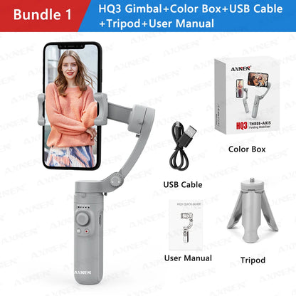 AXNEN 3-Axis Handheld Gimbal Stabilizer – Selfie Stick & Tripod for Vlogging & Smartphone Video Recording