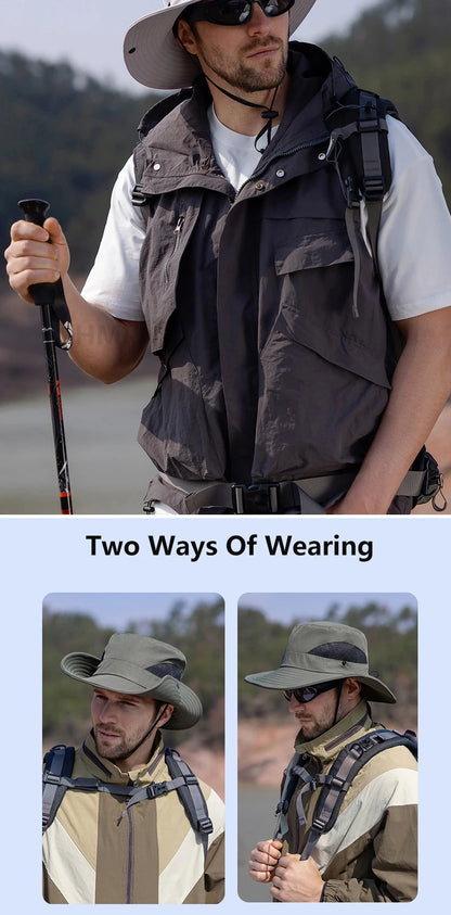 Summer UPF50+ Sun Hats For Women Men Breathable Mesh Boonie Hat Foldable UV Protection Hiking Fishing Hat Male Bucket Hats