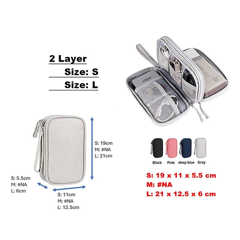 Cable Storage Bag – Waterproof Digital Electronic Organizer for Travel & Accessories