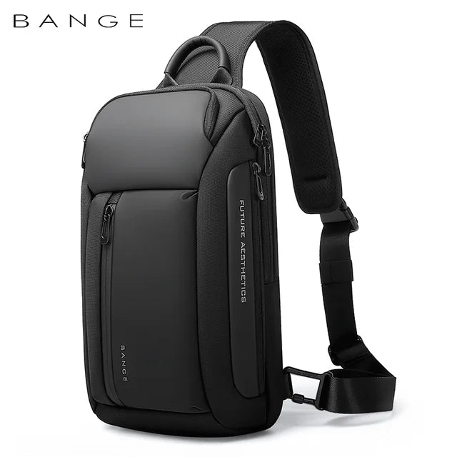 BANGE Brand Design Oxford Trendy Waterproof Men’s Chest Bag – Large Capacity, Multi-Pockets Slim Bag for Male