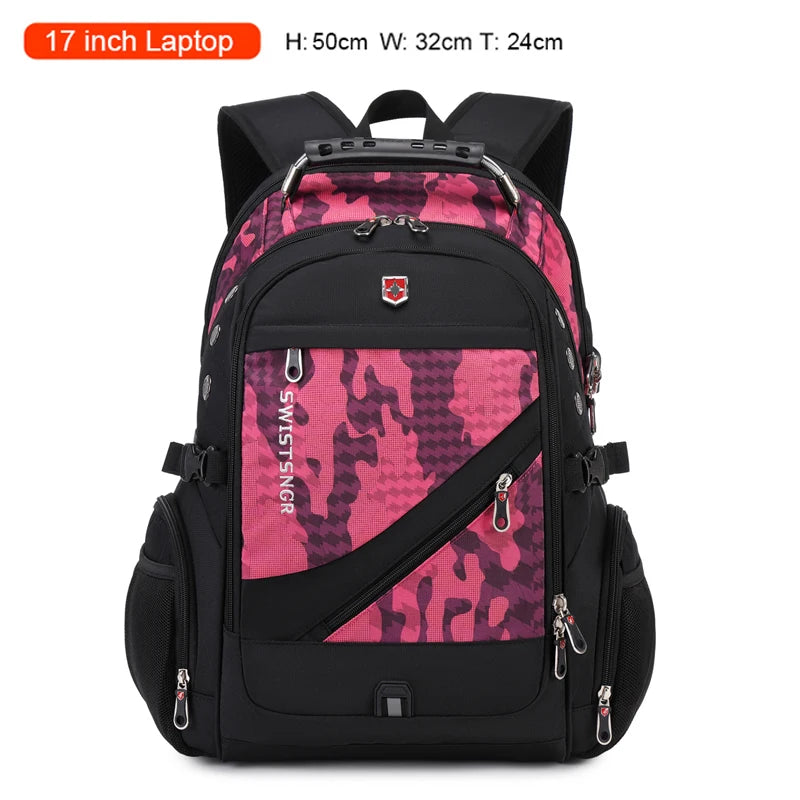 2025 Waterproof Laptop Backpack – 17/20 Inch Oxford Travel Rucksack for Men & Women, School Bag with Modern Design