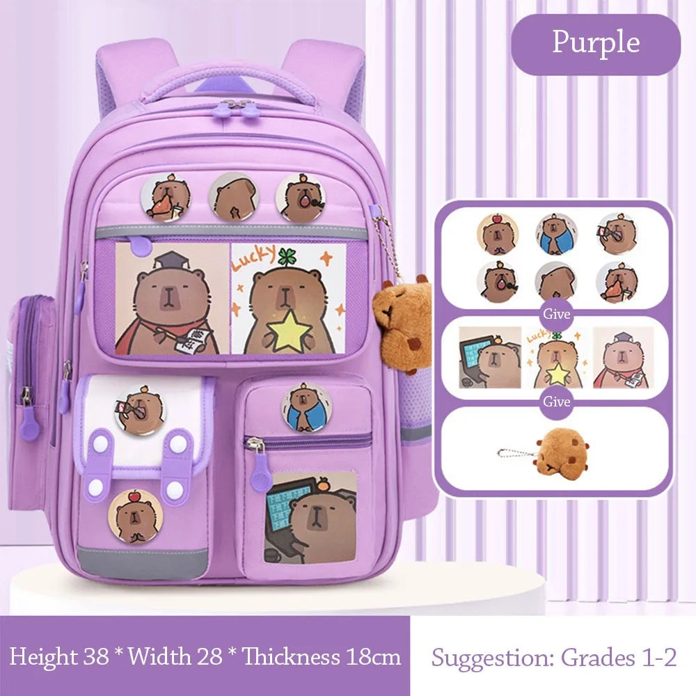 Waterproof Capybara Backpack Large Capacity Alleviate Burden School Bag Protecting Spine Widen Straps Backpack for Students