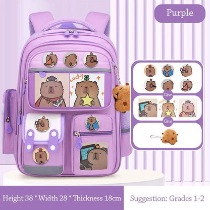 Waterproof Capybara Backpack Large Capacity Alleviate Burden School Bag Protecting Spine Widen Straps Backpack for Students
