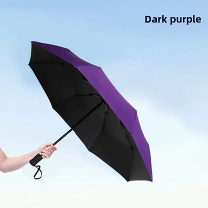Automatic UV Umbrella Black Glue Sun And Rain Dual Purpose Sunshade Umbrella Logo Printable Three Fold UV Protection Business Ad