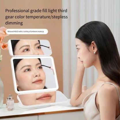 Trifold LED Makeup Mirror – Smart Light-Up Vanity Mirror for Beauty & Dressing