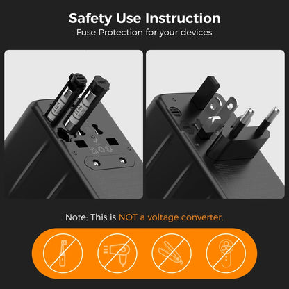 TESSAN 100W GaN Universal Travel Adapter – Fast Charging USB & Type-C Plug for EU/UK/US/AU!