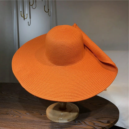 Women 15cm Wide Brim Sun Hat Summer Travel Floppy Straw Hat Female Outdoor Vacation Roll Up UPF50+ Oversized Foldable Beach Hat