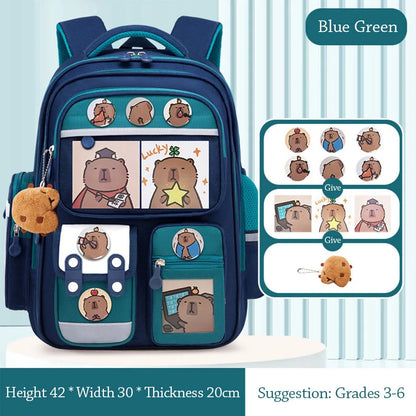 Waterproof Capybara Backpack Large Capacity Alleviate Burden School Bag Protecting Spine Widen Straps Backpack for Students