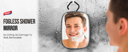 TAILI Shower Mirror Fogless for Shaving, Removable Fog Free Wall Hanging Mirror Portable Bathroom Mirror for Travel Camping