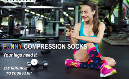 6 Pairs Animal & Fruit Compression Socks – Fun & Supportive Socks for Nurses, Runners & Everyday Wear**