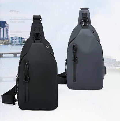 Stylish Men's Crossbody Bag – Waterproof, USB Charging, Outdoor Casual Chest Bag