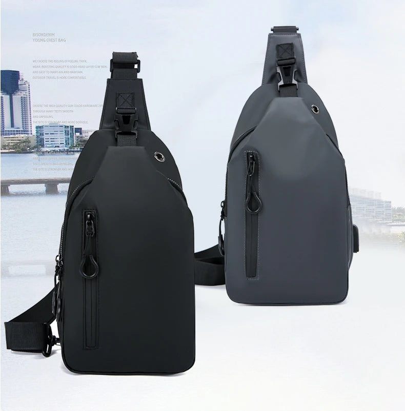 Stylish Men's Crossbody Bag – Waterproof, USB Charging, Outdoor Casual Chest Bag