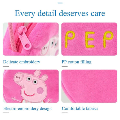 Peppa Pig Anime Plush Bag George Peggy Kindergarten Backpack Cartoon Round Shoulder Bag Coin Purse Kids Birthday Gift