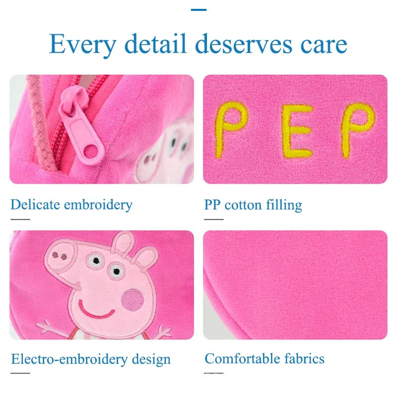 Peppa Pig Anime Plush Bag George Peggy Kindergarten Backpack Cartoon Round Shoulder Bag Coin Purse Kids Birthday Gift