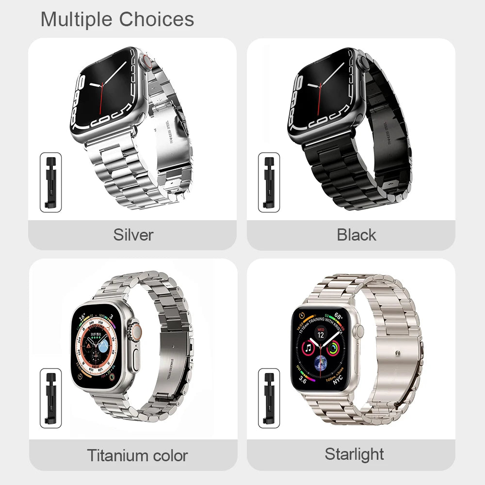 Premium Stainless Steel Strap for Apple Watch – Elegant Metal Bracelet (Ultra/Series 10/9) ✨