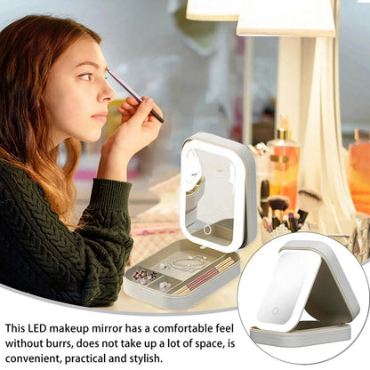 Smart LED Makeup Case with Mirror – Portable Fashion Travel Cosmetic Storage Bag