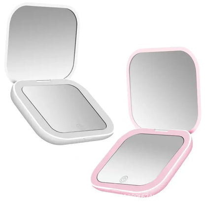 Mini LED Folding Makeup Mirror – Portable Magnifying Compact Mirror for Travel & Beauty
