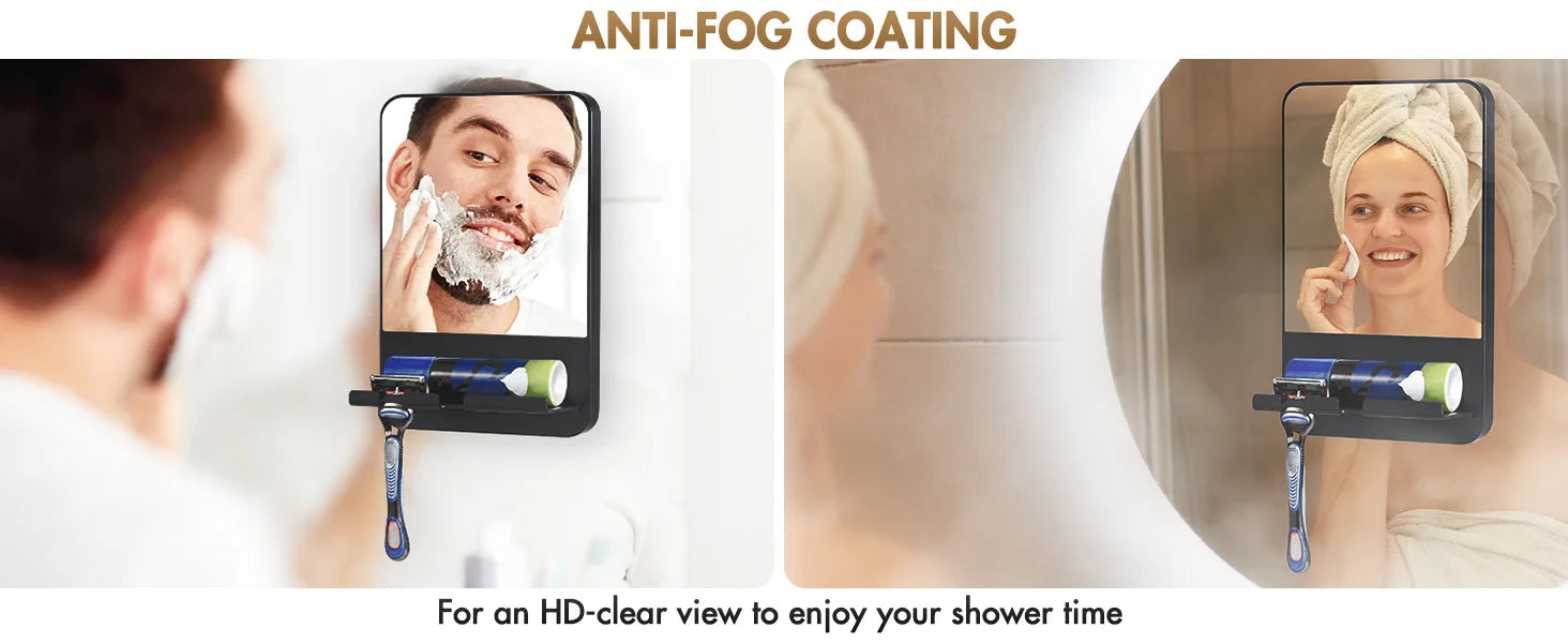 TAILI Fogless Shower Mirror with Razor Holder – Rust-Proof, Removable Suction Bathroom Mirror