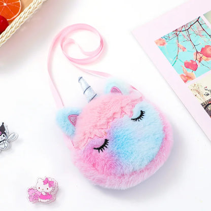 Kawaii Plush Unicorn Mini Crossbody Bag – Cute Baby Backpack & Coin Purse for Girls