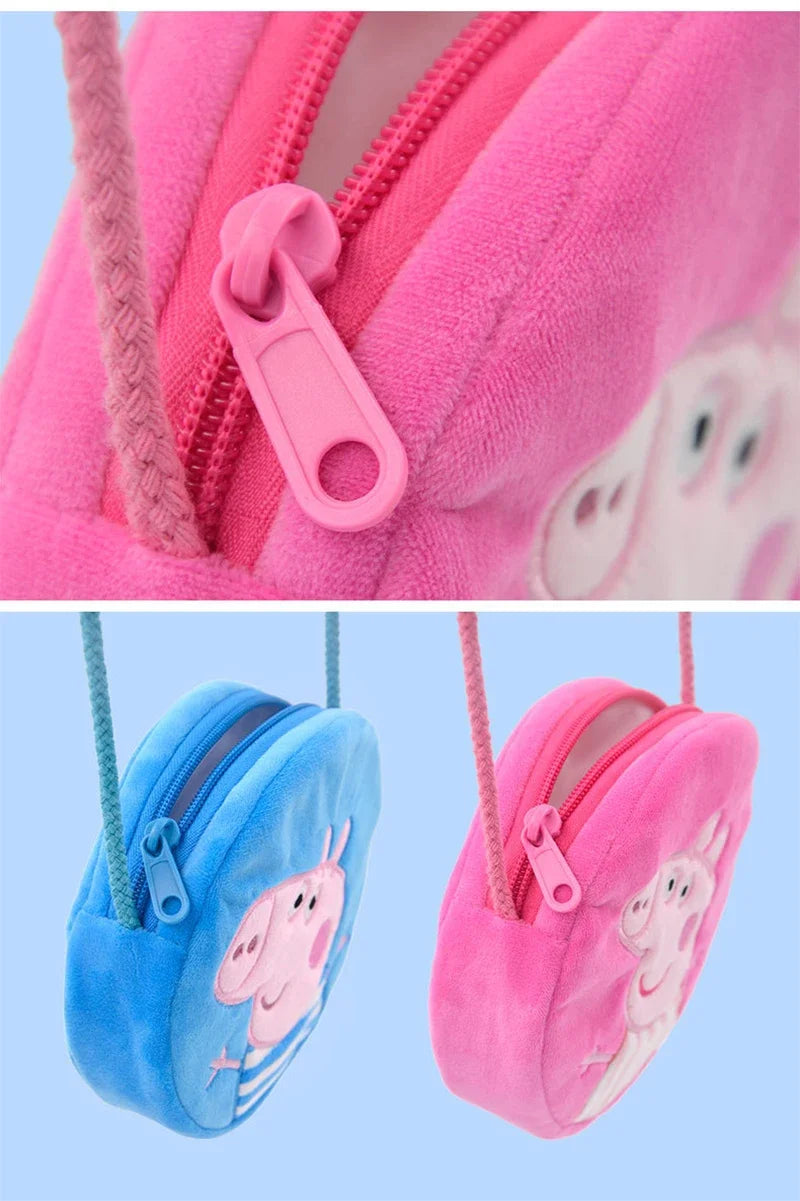 Peppa Pig Anime Plush Bag George Peggy Kindergarten Backpack Cartoon Round Shoulder Bag Coin Purse Kids Birthday Gift