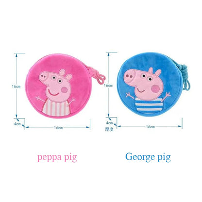 Peppa Pig Anime Plush Bag George Peggy Kindergarten Backpack Cartoon Round Shoulder Bag Coin Purse Kids Birthday Gift