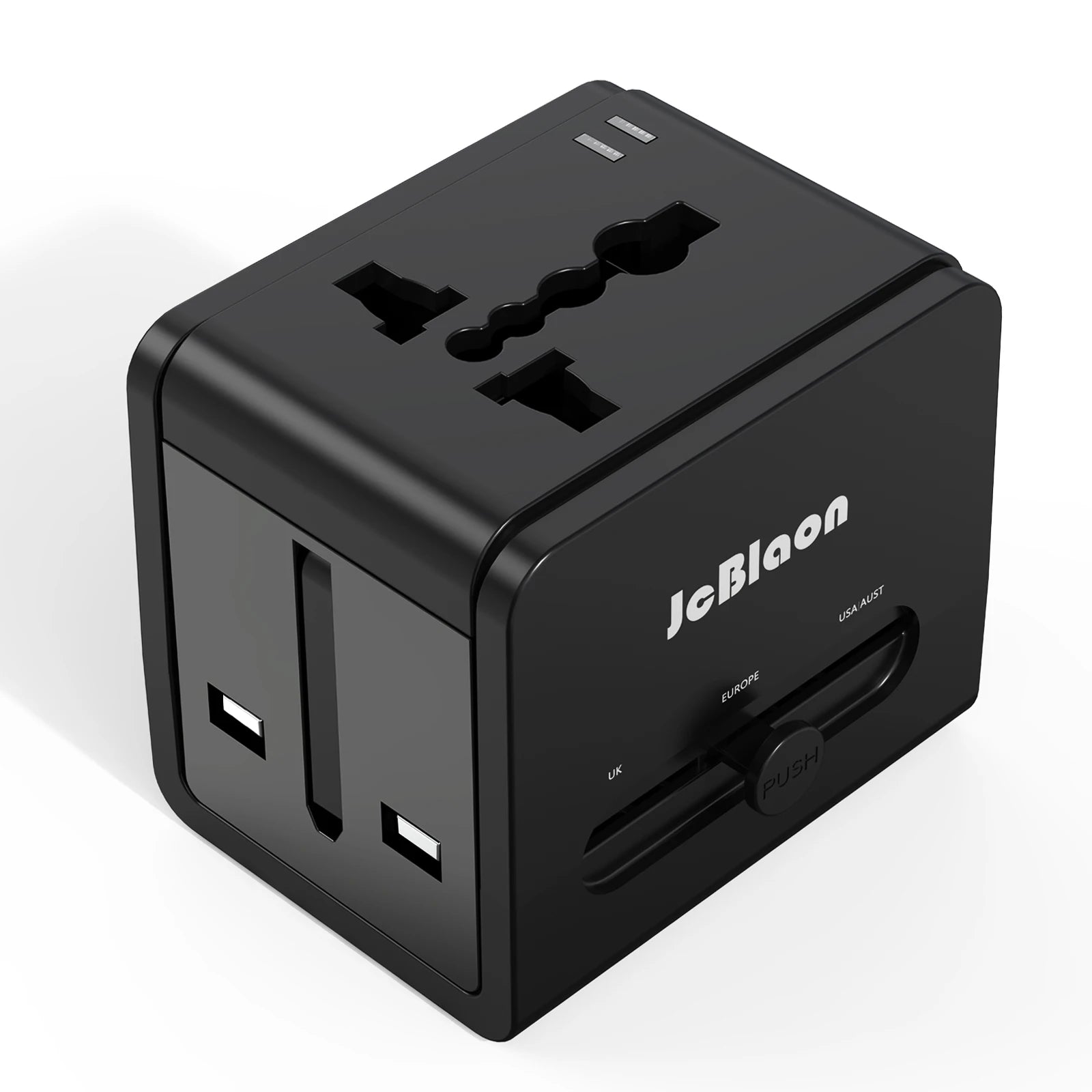 Universal Travel Adapter – Global Plug Converter with USB-A & Type-C for UK, US, EU, AU