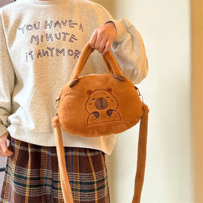 Kawaii New Capybara Plush Backpack For Women Versatile Cartoon Funny Capibala Bag Large Capacity Tote Bag Children's Gift