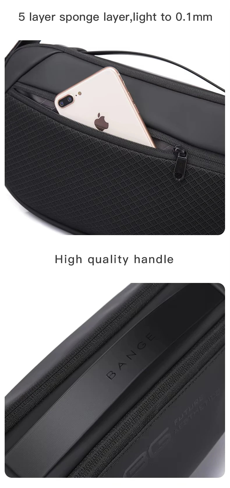 BANGE Men's Waterproof Crossbody Bag – Large Capacity Anti-Theft Sling Shoulder Bag for Travel & Daily Use