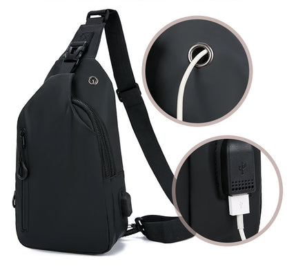 Stylish Men's Crossbody Bag – Waterproof, USB Charging, Outdoor Casual Chest Bag