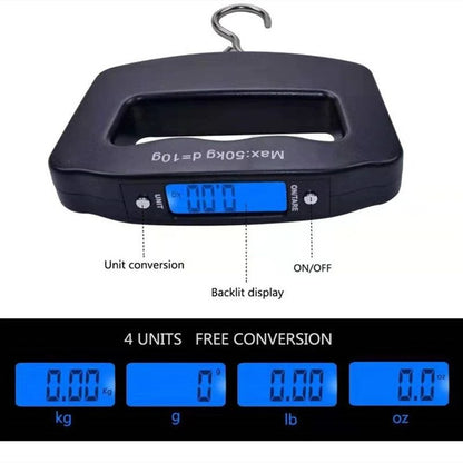50KG/110LB Portable Digital Hanging Scale – LCD Luggage & Fish Weighing Scale with Hook