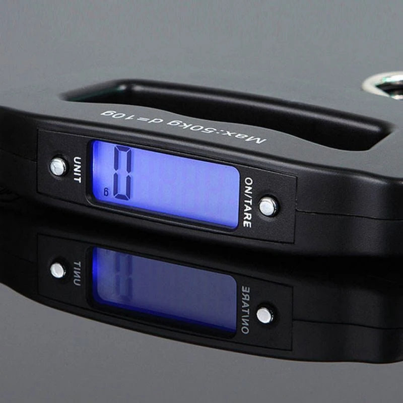 50KG/110LB Portable Digital Hanging Scale – LCD Luggage & Fish Weighing Scale with Hook