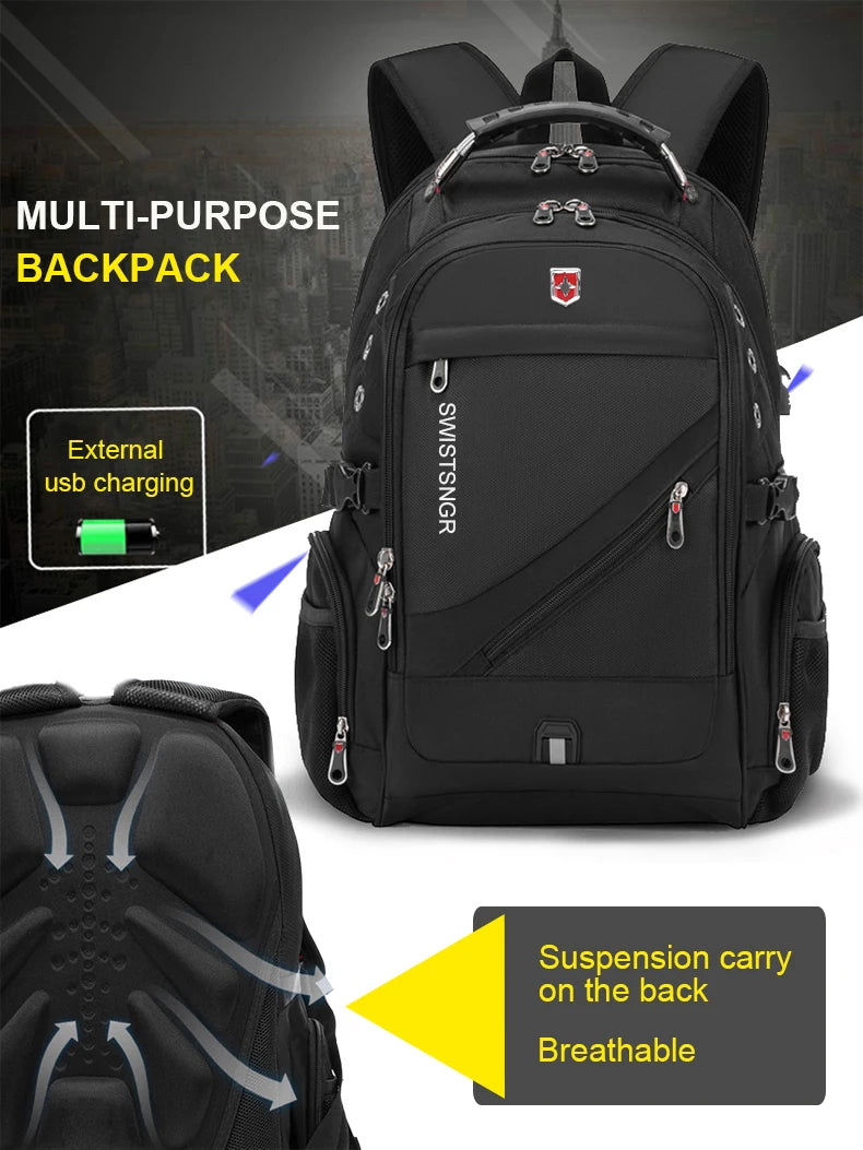 2025 Waterproof Laptop Backpack – 17/20 Inch Oxford Travel Rucksack for Men & Women, School Bag with Modern Design