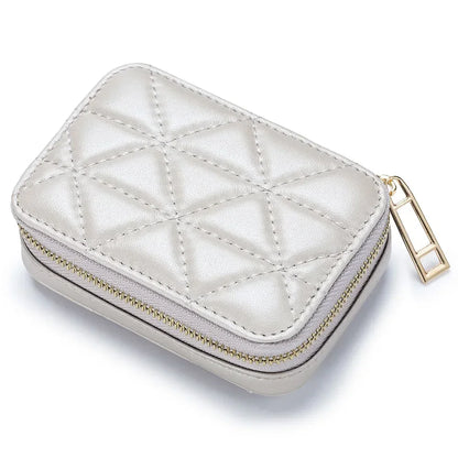 Mini Leather Cosmetic Bag – Stylish Lipstick & Coin Purse with Built-in Makeup Mirror