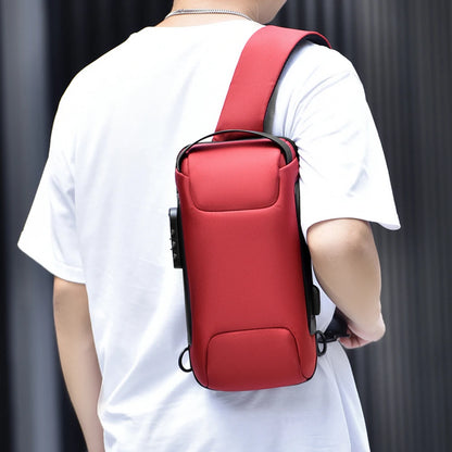 Men's Anti-Theft Crossbody Bag – Waterproof Travel Sling Bag with USB Port & Password Lock