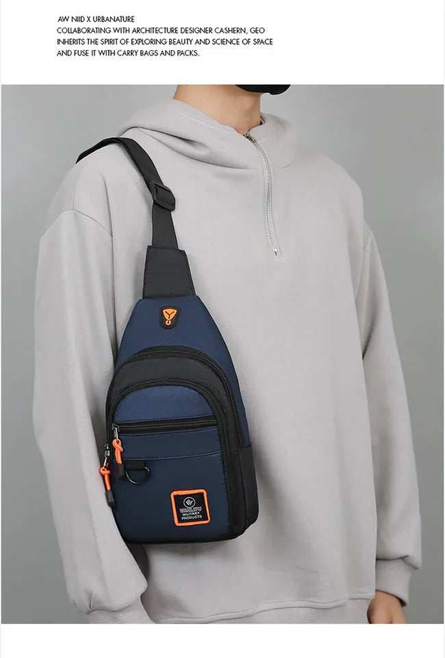 Fashion Men's Chest Bag – Lightweight Oxford Fabric Crossbody Shoulder Bag, Stylish Casual Waist Pack for Men