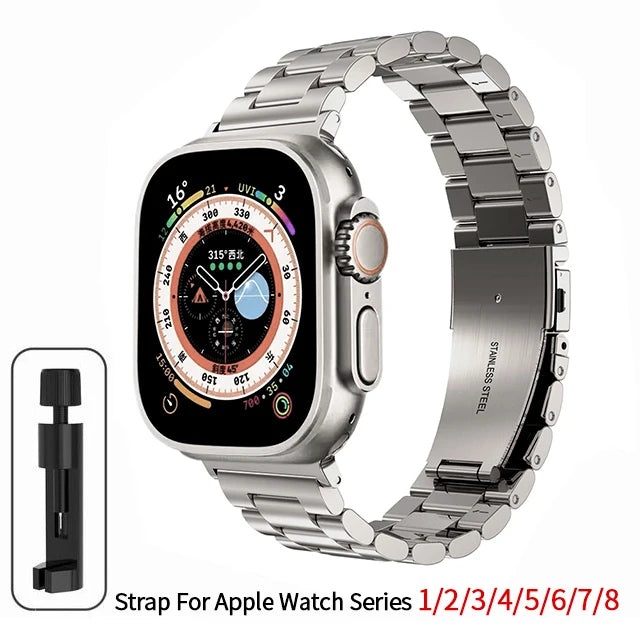 Premium Stainless Steel Strap for Apple Watch – Elegant Metal Bracelet (Ultra/Series 10/9) ✨