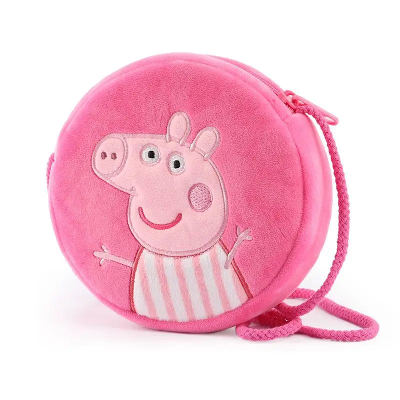 Peppa Pig Anime Plush Bag George Peggy Kindergarten Backpack Cartoon Round Shoulder Bag Coin Purse Kids Birthday Gift