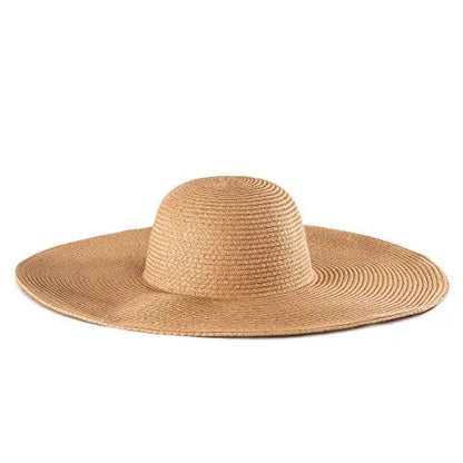 Women 15cm Wide Brim Sun Hat Summer Travel Floppy Straw Hat Female Outdoor Vacation Roll Up UPF50+ Oversized Foldable Beach Hat