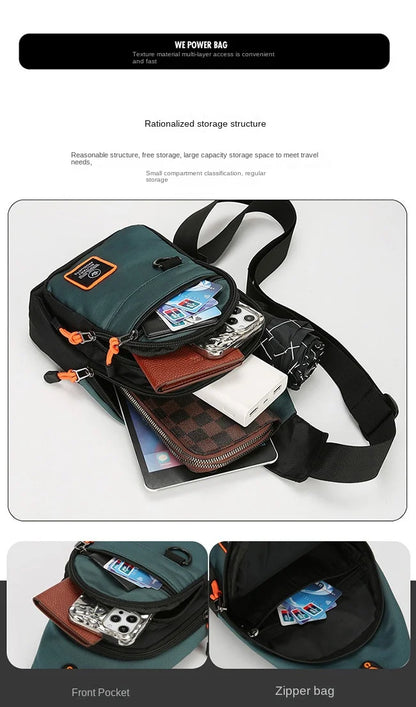 Fashion Men's Chest Bag – Lightweight Oxford Fabric Crossbody Shoulder Bag, Stylish Casual Waist Pack for Men