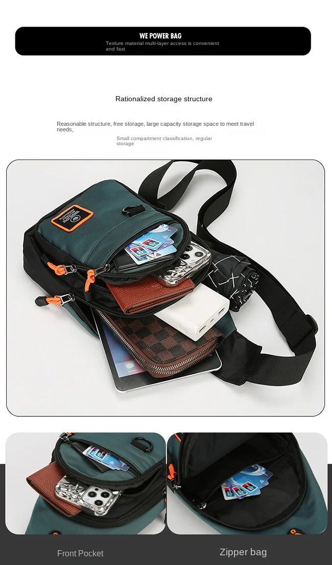Fashion Men's Chest Bag – Lightweight Oxford Fabric Crossbody Shoulder Bag, Stylish Casual Waist Pack for Men