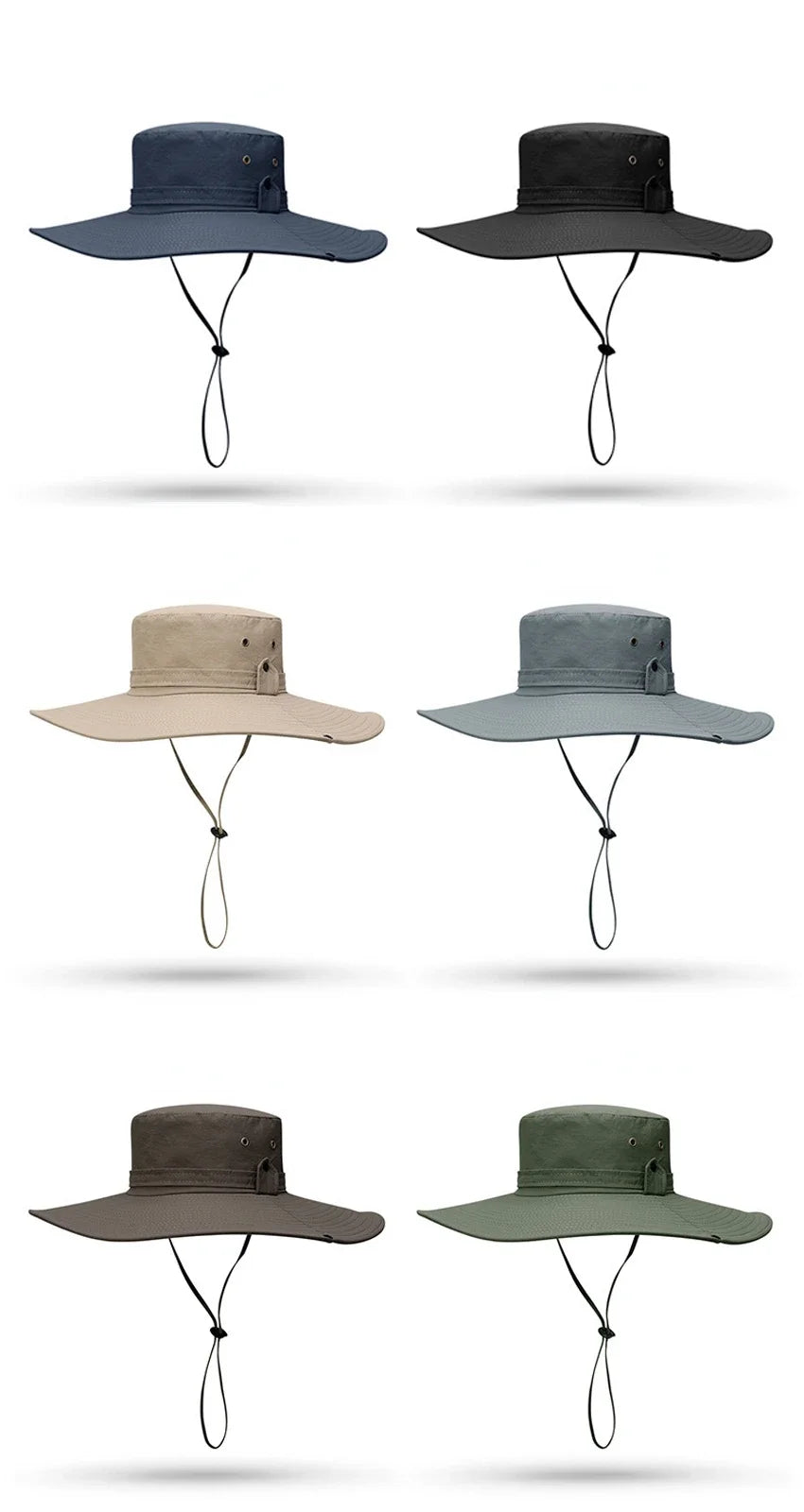 2025 Summer Wide Brim Bucket Hat – Breathable Mesh Outdoor Sun Cap for Men